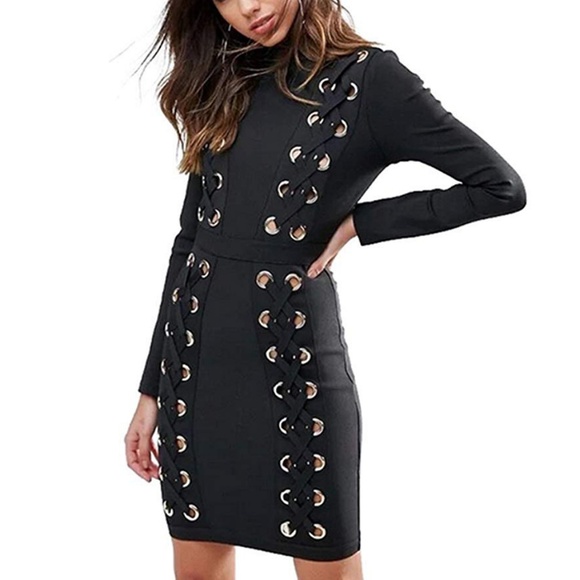 Dresses & Skirts - "Reunion" Black Lace Up Bodycon dress Dresses & Skirts - "Reunion" Black Lace Up Bodycon dress